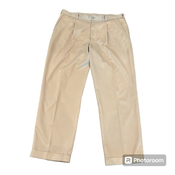 Nike Golf Dri-fit Khaki Pants 38x32 Lightweight Pleated Front Belt Loops - Picture 3 of 12